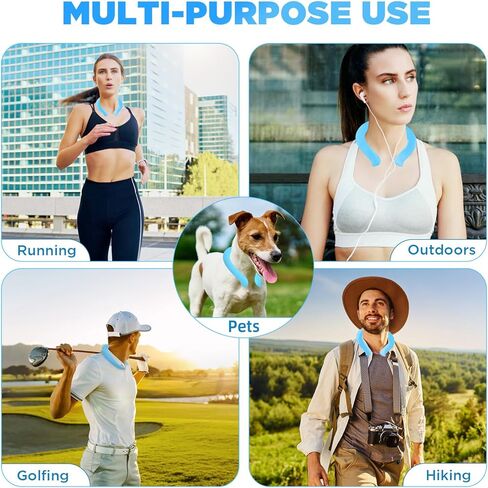 Comfpet Neck Cooling Tube, Wearable Neck Cooler for Hot Summer, Hands Free Cooling Neck Wrap for Outdoor Workers, Sports, Relief Hot Flashes, Freeze Below 64°F(Blue) in Kuwait