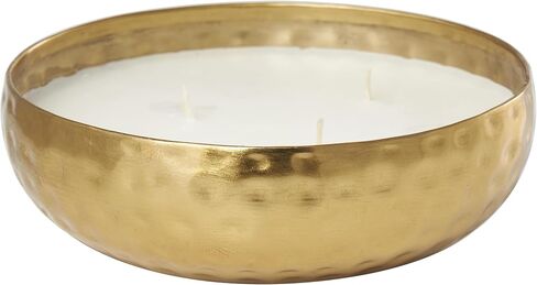 Deco 79 Metal Decorative Candle Mediterranean Fig Scented Hammered 20 oz 3 Wick Aromatherapy Candle with White Wax, Wax Aromatherapy Candle 7" x 7" x 2", Gold in Saudi Arabia
