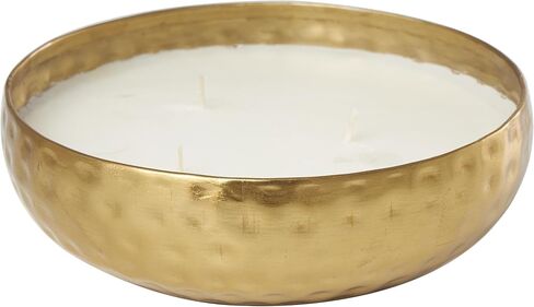 Deco 79 Metal Decorative Candle Mediterranean Fig Scented Hammered 20 oz 3 Wick Aromatherapy Candle with White Wax, Wax Aromatherapy Candle 7" x 7" x 2", Gold in Saudi Arabia