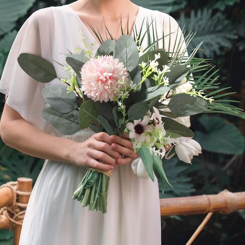 40 قطعة من أوراق الأوكالبتوس الاصطناعية من جانينكا مع بذور بيضاء، نبات أوراق الأوكالبتوس الفضية المزيفة لباقات الزفاف، نباتات خضراء للمنزل، مزهرية، باقات زهور، ديكور الزفاف in Kuwait