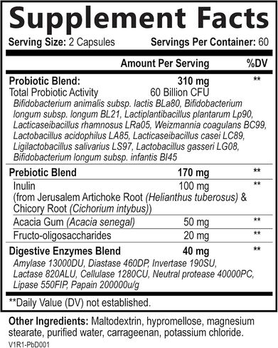 تم تصنيعه بواسطة Nature Probiotic - 60 مليار وحدة تشكيل مستعمرة مع 10 سلالات، بالإضافة إلى 8 إنزيمات هضمية متنوعة و4 مصادر لألياف البريبايوتك - مكمل بروبيوتيك يومي للرجال والنساء - 60 كبسولة in Kuwait