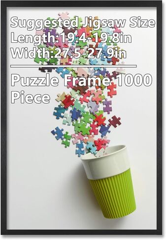 إطار أحجية، إطار من الخشب الأسود مقاس 50 × 70 سم، إطار صورة كبير للتعليق على الحائط عموديًا وأفقيًا للصور والملصقات والمطبوعات الفنية in Kuwait