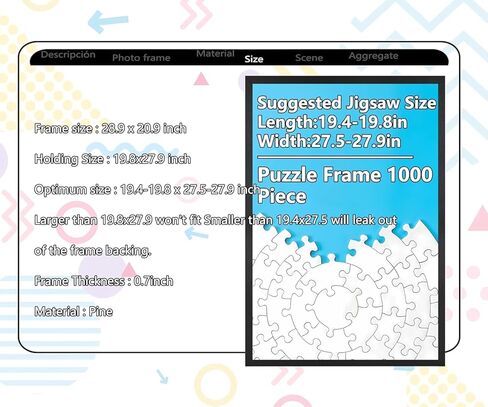 إطار أحجية، إطار من الخشب الأسود مقاس 50 × 70 سم، إطار صورة كبير للتعليق على الحائط عموديًا وأفقيًا للصور والملصقات والمطبوعات الفنية in Kuwait