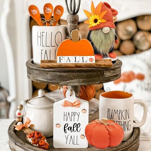 attiigny حصاد الخريف اليقطين جنوم الديكور، مهرجان اليدوية محبوك صينية الطبقات زخرفة أفخم سانتا جونك، سقوط عطلة حزب ديكور التماثيل الهدايا للأصدقاء والعائلة in Kuwait