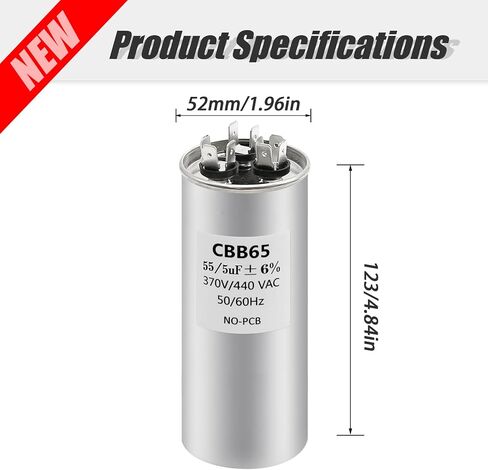 35+5uF 35 5 MFD ±6% 370V/440V Dual Run Start Round A/C Capacitor CBB65B Air Conditioner Capacitors for AC Unit Fan Motor Start or Heat Pump or Condenser Straight Cool in Saudi Arabia