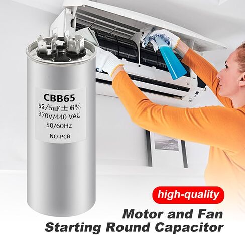 35+5uF 35 5 MFD ±6% 370V/440V Dual Run Start Round A/C Capacitor CBB65B Air Conditioner Capacitors for AC Unit Fan Motor Start or Heat Pump or Condenser Straight Cool in Saudi Arabia