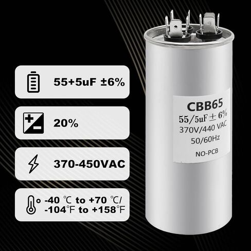35+5uF 35 5 MFD ±6% 370V/440V Dual Run Start Round A/C Capacitor CBB65B Air Conditioner Capacitors for AC Unit Fan Motor Start or Heat Pump or Condenser Straight Cool in Saudi Arabia