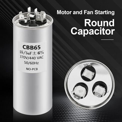 35+5uF 35 5 MFD ±6% 370V/440V Dual Run Start Round A/C Capacitor CBB65B Air Conditioner Capacitors for AC Unit Fan Motor Start or Heat Pump or Condenser Straight Cool in Saudi Arabia