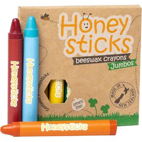Honeysticks 100% Pure Beeswax Crayons - Jumbo Crayons for Toddlers, Kids - Non Toxic, Food Grade Colors, Sustainably Made in New Zealand - Large Size is Easy to Hold and Use - 16 Bright Colors