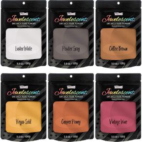 U.S. Art Supply Jewelescent 12 Color Mica Pearl Powder Pigment Set Kit, 3.5 oz (100g) Sealed Pouches - Cosmetic Grade, Metallic Color Dye - Paint, Epoxy, Resin, Soap, Slime Making, Makeup, Art