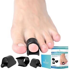 Byehambuni Hammer Toe Straightener for Curled Toes, Hammer Toe Corrector for Women, Toe Separators for Men, Elevates Toe Tip, Protect Toe-Top Corns, 3 Different Size, Black