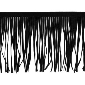 uxcell 1 Yard 4 Inch Leather Suede Fringe Trim Double Side Leather Sewing Tassel Fringe for DIY Sewing Dress Crafts Skirt Decoration, Black