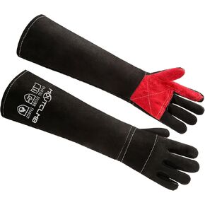 Long Welding Gloves 23.6 Inches 932℉,Heat/Fire Resistant Leather For Mig, Tig, Stick, Forge, BBQ, Grill, Fireplace