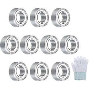 uxcell MR85ZZ محامل كروية ذات أخدود عميق للقرص الصلب، فئة دقة P6 0.2 بوصة × 0.3 بوصة × 1 بوصة مع قفازات من ألياف الكربون، محامل لوح تزلج من الفولاذ الكربوني المزدوج المختوم 10 قطع in Kuwait