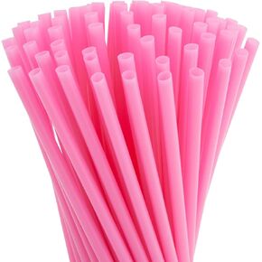Juvale 300-Pack Pink Plastic Straws for Birthday Party, Baby Shower, Weddings and Gatherings, 10 Inches Long Fun Pink Straws Plastic for Cocktails, Coffee, Juice, Water, Iced Tea and More