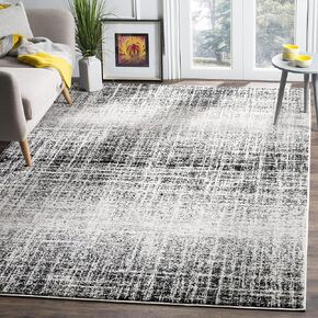 SAFAVIEH Adirondack Collection Area Rug - 9' x 12', Ivory & Black, Modern Abstract Design, Non-Shedding & Easy Care, Ideal for High Traffic Areas in Living Room, Bedroom (ADR116B)