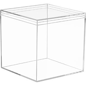 Eforcase Small Clear Plastic Storage Box, 5.9inch Square Candy Box with Lid, Mini Storage Container for Candy, Pill, Jewelry, Multipurpose