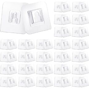 50Pcs Double Sided Adhesive Wall Hooks Transparent Wall Adhesive Hooks for Hanging Clip Rain Sticky Hooks Clear Waterproof Utility Sticker Hook for Shower Bathroom Kitchen Office Basket Picture
