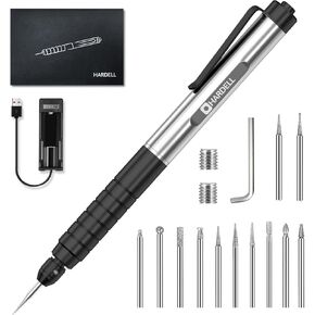 هارديل قلم نقش صغير قابل لاعادة الشحن مع 10 رؤوس طحن دوارة، قلم نقش كهربائي صغير لاسلكي محمول للمجوهرات والزجاج والخشب والحجر والمعدن in Kuwait