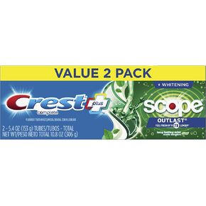 Crest +X 40mm Outlast Complete Whitening Toothpaste, Mint, 5.4 Oz, Pack Of 2, 4.050 Lb (Pack Of 2)