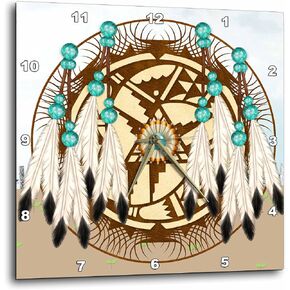 3dRose DPP_108087_3 Designer One of A Kind Native American Art-Wall Clock, 15 by 15-Inch