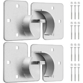 IRONWALLS 2 Packs Hidden Shackle Padlock Hasp Silver, Heavy Duty Puck Lock Holder Mounting Bracket for Round Puck Lock Diameter within 2-7/8"/73mm, Steel Puck Lock Hasps for Trucks, Trailer Door Locks