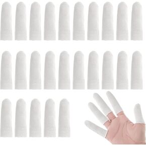 100PCS Finger Cot White Breathable Cotton Finger Condoms Elastic Fingertip Gloves Thumb Bandages Tubular Gauze, Finger Protectors for Finger Tips, Wounds Care, Cargo Handling, Gardening Work, Fitness