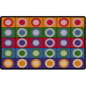 Flagship Carpets Dot Spots Colorful Children's Classroom Area Rug for Kids Room Seating Décor, Play Carpet for Teaching and Playing, Seats 20, 5'10" x 8'4", Rectangle