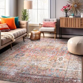 Rugshop Transitional Distressed Machine Washable Non Slip Area Rug Ideal for Living Room, Bedroom,Kitchen,Entryway,Dining Room,Office 2' x 3' Multi