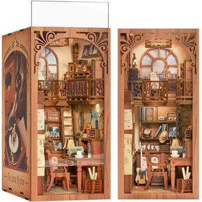 Fsolis DIY Book Nook Kit، 3D خشبية لغز الدفتين DIY مصغرة دمية كيت كتاب ديكور Booknook رف الكتب إدراج كتاب Nooks كتاب Nook أطقم للبالغين (SZ03)