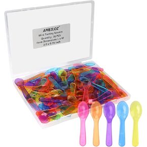 3 Inch Tiny Mini Tasting Spoons Colored Disposables Small Taster Spoon, Mini Sampling Spoon for Desserts Pudding Jello Shots Ice Cream (1 Pack of 30 PCS)