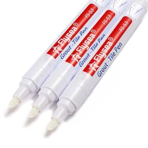 Grout Pen Restore Tile Grout Line Marker Pens 3 Pack for Kitchen, Bathroom, Parlor, Bedroom, Shower, Balcony Wall and Floor (White)