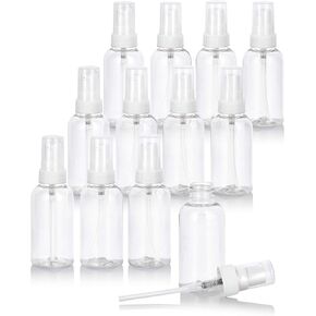 JUVITUS 2 oz / 60 ml Clear Plastic PET Boston Round Bottle (BPA Free) with White Treatment Pump (12 pack)