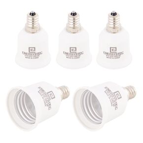 Candle Light to Regular E26 Light bulb Adapter Chandelier Light Socket Converter E12 to E26 Adapter, Candelabra E12 to Medium Socket E26 Bulb Base Converter, E12-E26 A19 Adapter 5 Pack