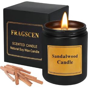 Sandalwood Candles, Candles for Home Scented, Natural Soy Candles, Mothers Day Gifts, Candles Gifts for Women, Aromatherapy Candles for Stress Relief, 7oz 40 Hours