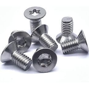M6-1.0×12mm 304 Stainless Steel Countersunk Head Torx Screws 20pcs, Full Thread Screws, Standard Torx Drive Head. (Size: M6x12mm)