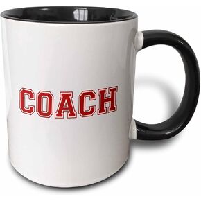 كوب 3dRose Coach باللون الأحمر، 11 أونصة، أسود