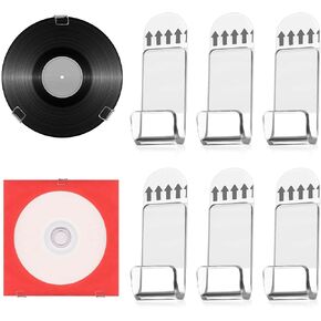 6pcs Vinyl Record Display Stand, Clear Acrylic Record Wall Mount Holder Self-Adhesive Album Storage Rack No Drill CD Card Hanger for LP Cover Home Decoration Music Lovers