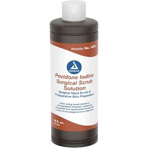 Dynarex Povidone-Iodine Scrub Solution, Antiseptic Solution for Skin and Mucosa, Ideal for Surgical Site Preparation, Contains Povidone Iodine 7.5%, 16 fl. oz., 1 Bottle