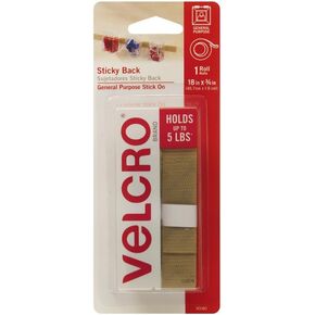 مشابك تثبيت وحلقة خلفية لاصقة من العلامة التجارية VELCRO | الأغراض العامة التقشير والعصا | مثالي للمنزل أو المكتب | شريط 18 بوصة × 3/4 بوصة | بيج، 18 بوصة × 3/4 in Kuwait