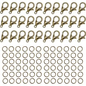 700 Pieces Set Lobster Claw Clasps Include 200 Pcs Lobster Clasps and 500 Pcs Open Jump Rings for Bracelet Necklace DIY Jewelry Making Findings Crafts Fastener Hook Jewelry Making Supplies(Silver)
