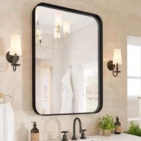 32x36 Bathroom Mirror - Black Metal Framed Vanity Mirror - Luxurious Wall Mirror - Modern Bathroom Mirrors for Over Sink - Decorative Mirrors for Wall