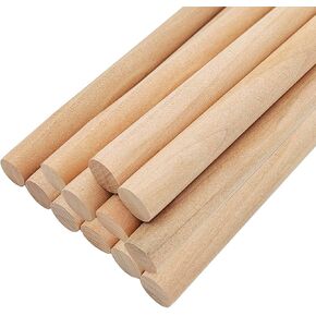 12Pcs Wooden Dowel Rods, 1/2 x 12 Inch Unfinished Round Wooden Sticks for Craft, Hardwood Dowel Rod, Precut Wooden Rod Sticks Doweling Rods for Tiered Cake Support/Arts DIY/Grooved Fluted/Carpentry