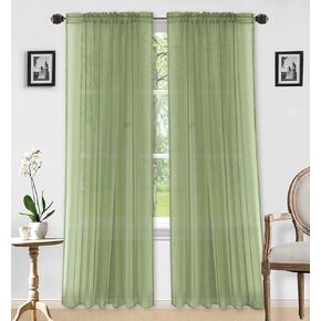 LinenTopia Mustard Yellow Sheer Curtains - 2 Panels Set, 54"x84", Transparent, Light Filtering Privacy Voile Drapes, Sheer Window Curtains for Living Room, Bedroom, Kitchen, Dining Room -MustardYellow