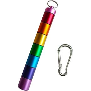 FAYALA Pill Disperser Waterproof 7 Days Rainbow Pill Holder Travel Pill Container Portable Medicine Keychain Daily Airtight Pill Organizer (25 * 189)
