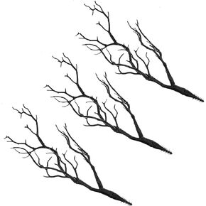 MAGICLULU 3pcs Simulated Plastic Coral Branch Artificial Antler Branch Decoration Antler Dried Tree Twig for DIY Headgear Home Decor (Black)