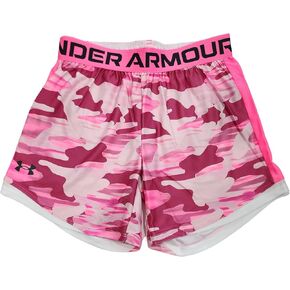 Under Armour Girls' Play Up Solid Workout Gym Shorts (Black/White, X-Small)
