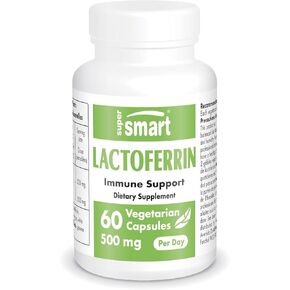 Supersmart - Lactoferrin Supplement (High Strength) - Whey Proteins Extract - Natural Glycoprotein | Non-GMO & Gluten Free - 60 Vegetarian Capsules