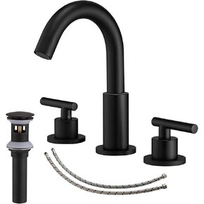 3 Hole Gold Faucets 8 Inch Widespread Bathroom Faucet 2 Cross Handle Lavatory Vanity Sink Modern Brass 3 Piece Mixer Tap for Bathroom Vanity 180 Swivel Spout Deck Mount
