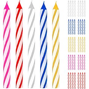 72 Pcs Birthday Candles Bulk - Small Candles for Birthday Cake - 5 Vibrant Colors - White, Red, Pink, Yellow, Blue - Long Lasting Candles for Birthday Party - 2.36 Inch